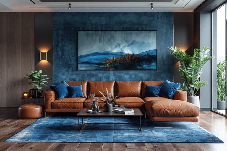 blue and brown living room