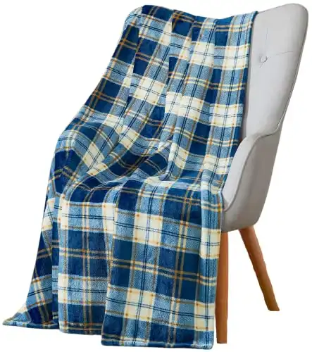 Teal Plaid Farmhouse Throw Blanket