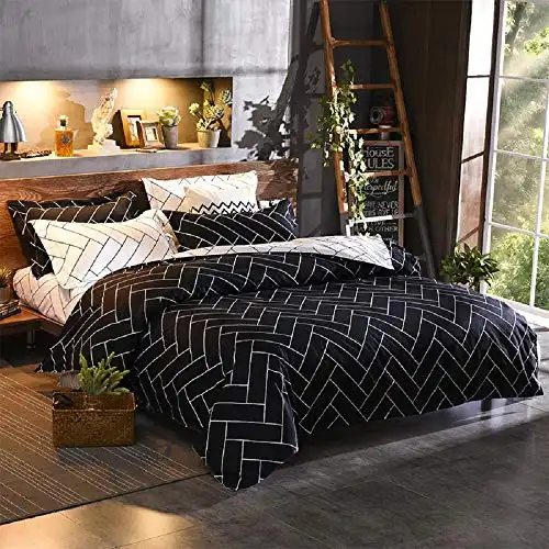 Black Geometric Duvet Cover Set