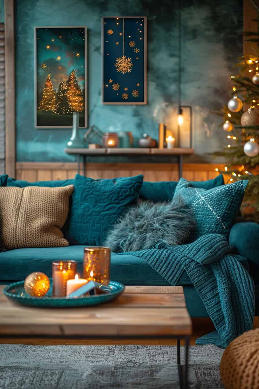 Decoração da sala de estar de Natal