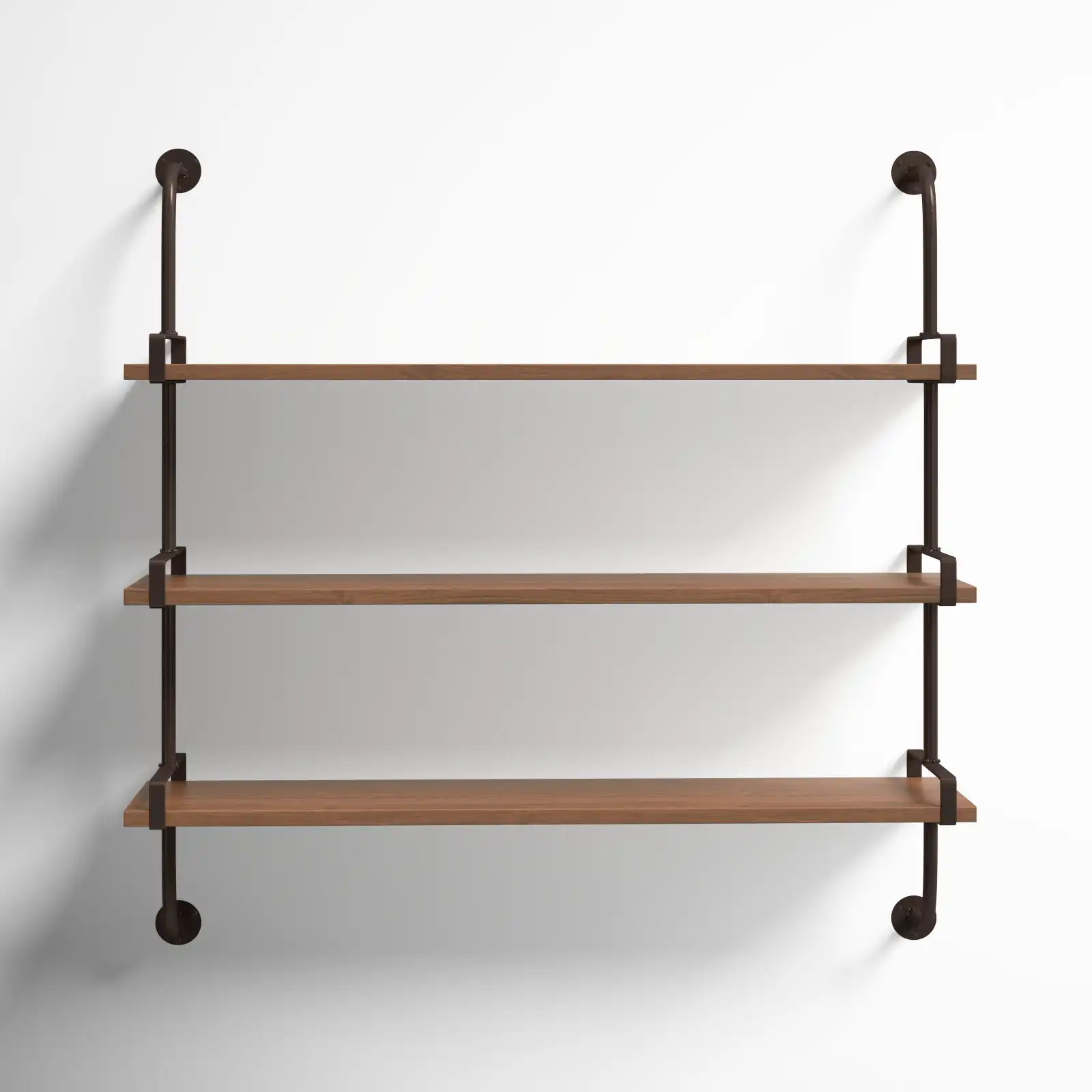 3 Level Wall Shelf with Black Metal Brackets