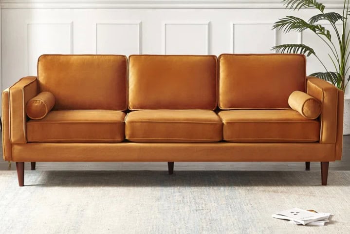Velvet Square Arm Sofa