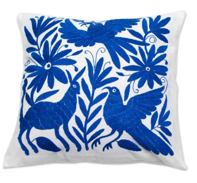 Embroidered Mexican Throw Pillow Cover