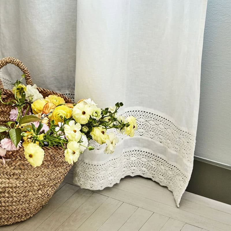 Crochet Lace Linen Drape by GreenRow
